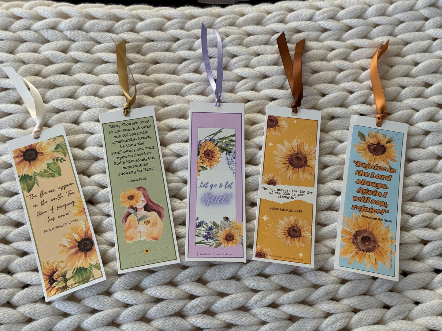Digital Download: Christian Sunflower Bookmarks with Scriptures (Set 1)
