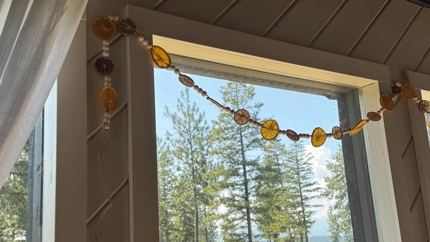 Organic Dried Citrus Garland: Orange, Lime, Gold Accent Christmas Decor