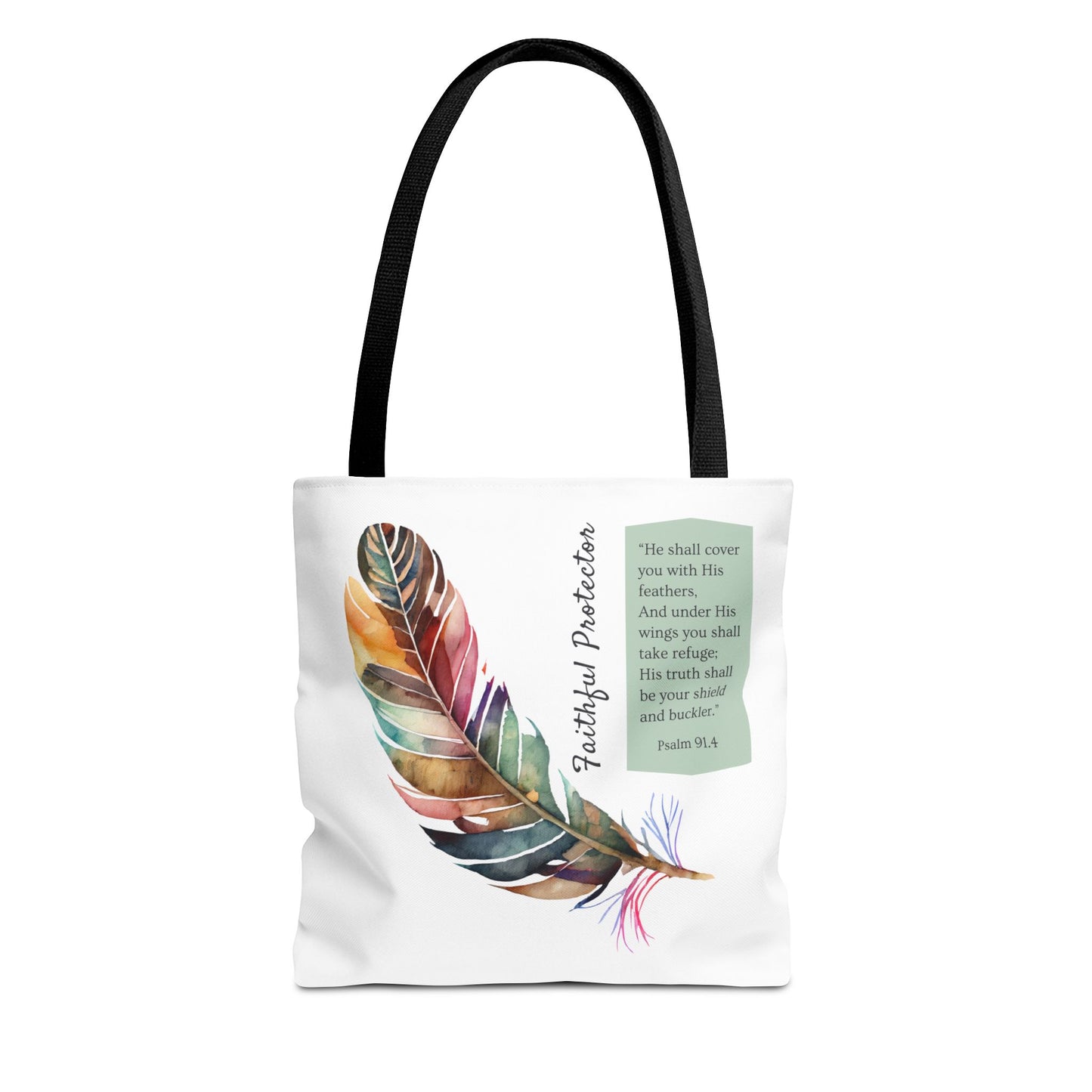 Christian Inspirational Tote Bag - 'Faithful Protector' (Psalm 91.4) - Style 1