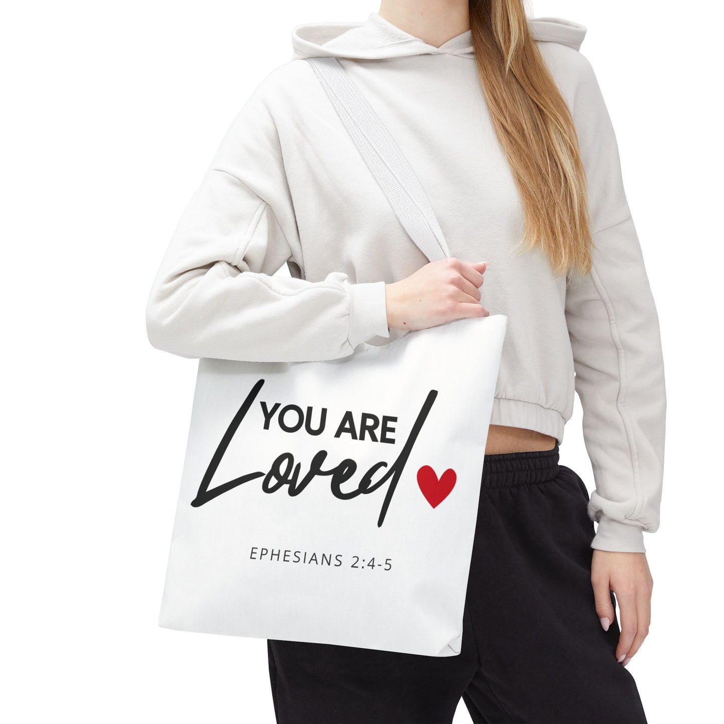 Christian Inspirational 'You are loved' (Ephesians 2:4-5) Tote Bag