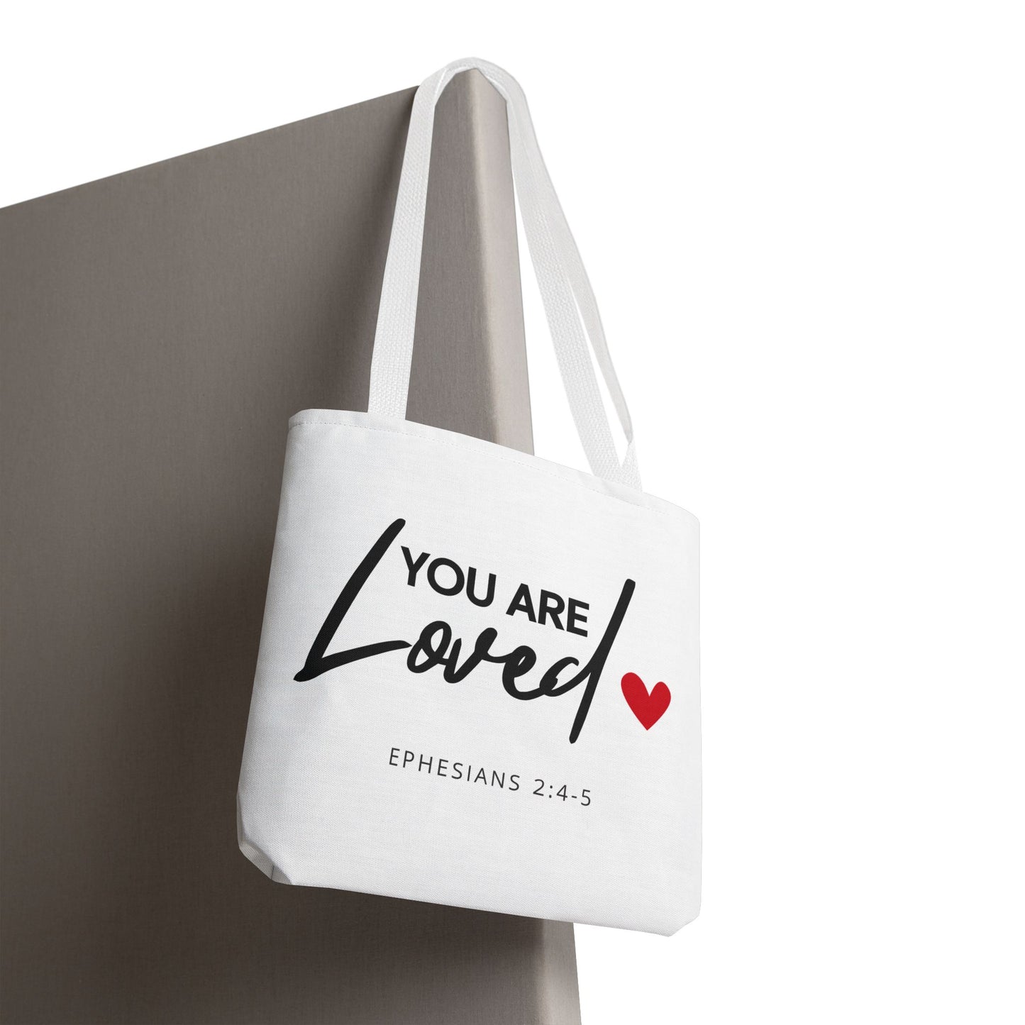 Christian Inspirational 'You are loved' (Ephesians 2:4-5) Tote Bag