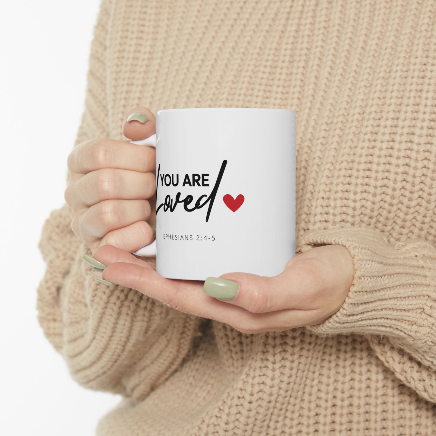 You Are Loved Scripture Mug • Ephesians 2:4‑5 • Christian Coffee Cup • Inspirational Bible Verse Gift • Faith Encouragement Mug