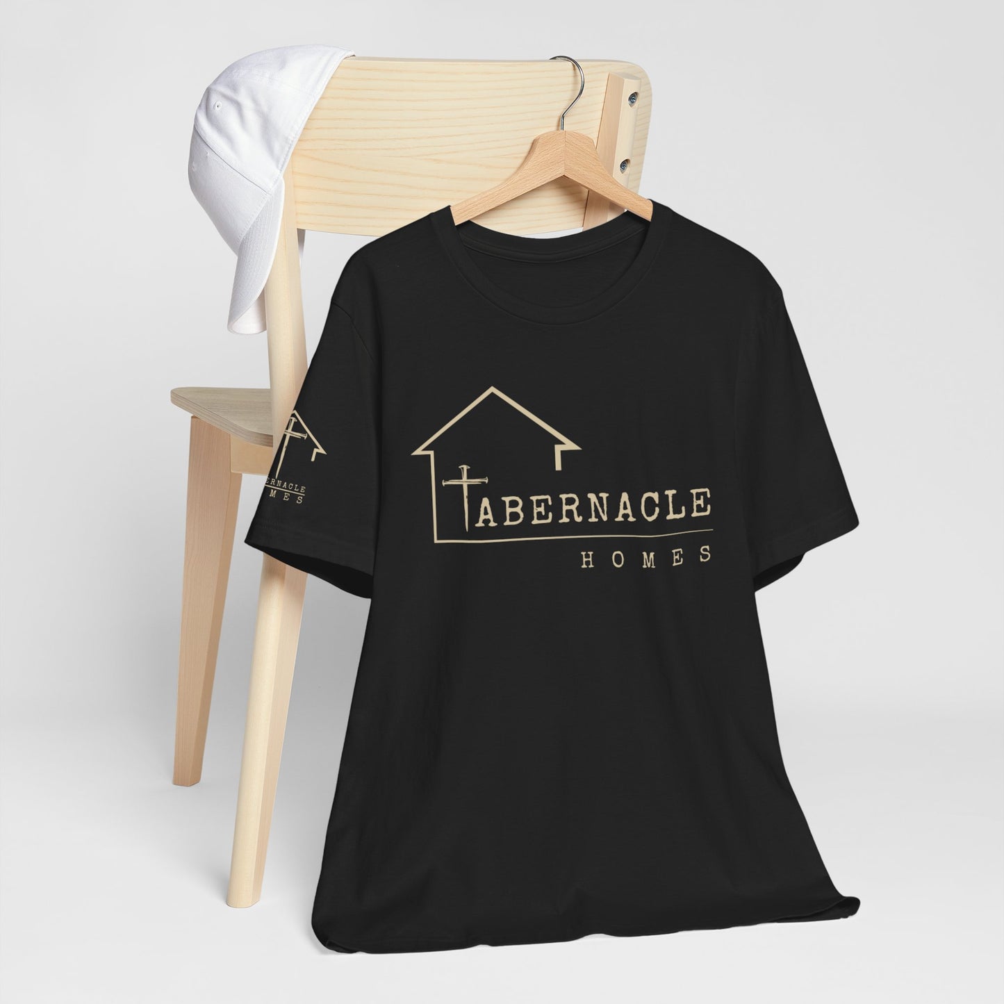 Modern Tee, Custom branded for your Company - Tabernacle Homes on front & sleeve