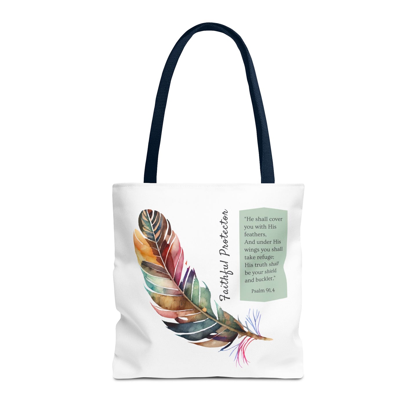 Christian Inspirational Tote Bag - 'Faithful Protector' (Psalm 91.4) - Style 1