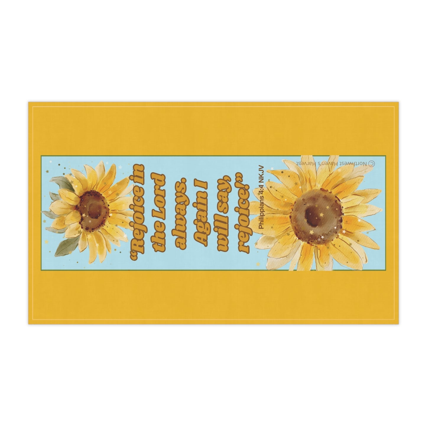 Inspirational Sunflower Tea Towels 18" x 30" with Philippians 4:4 scripture – Joyful Kitchen Decor by Northwest Haven's Harvest