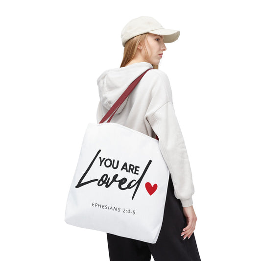 Christian Inspirational 'You are loved' (Ephesians 2:4-5) Tote Bag