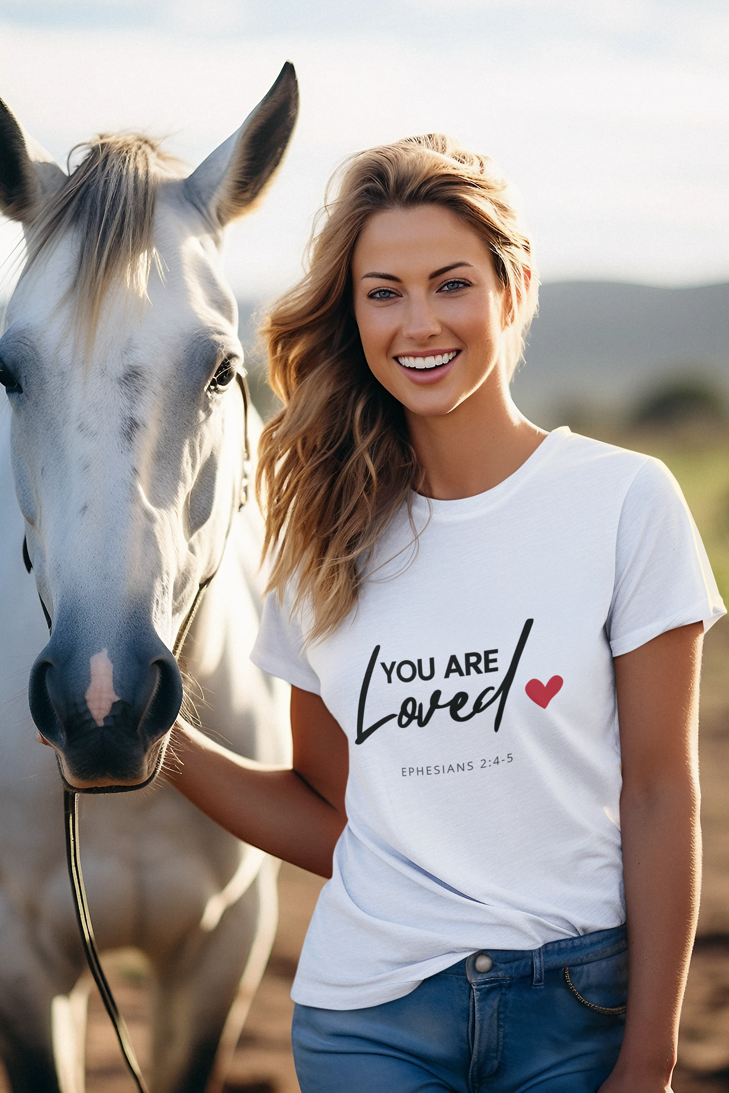 Christian Tee Shirt - 'You are Loved' (Ephesians 2:4-5) Unisex Jersey Short Sleeve Tee