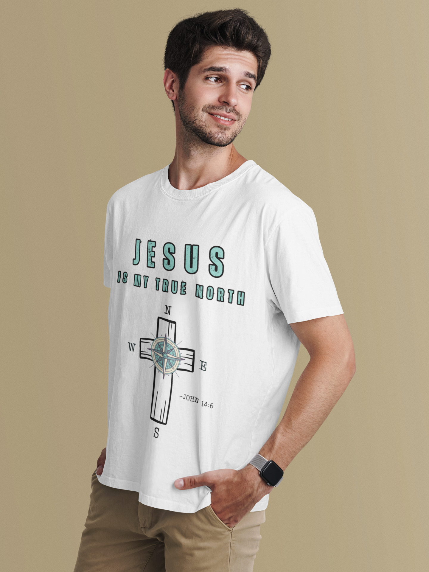 Christian Inspirational T-Shirt - Unisex Tee - Jesus is my True North (John 14:6)