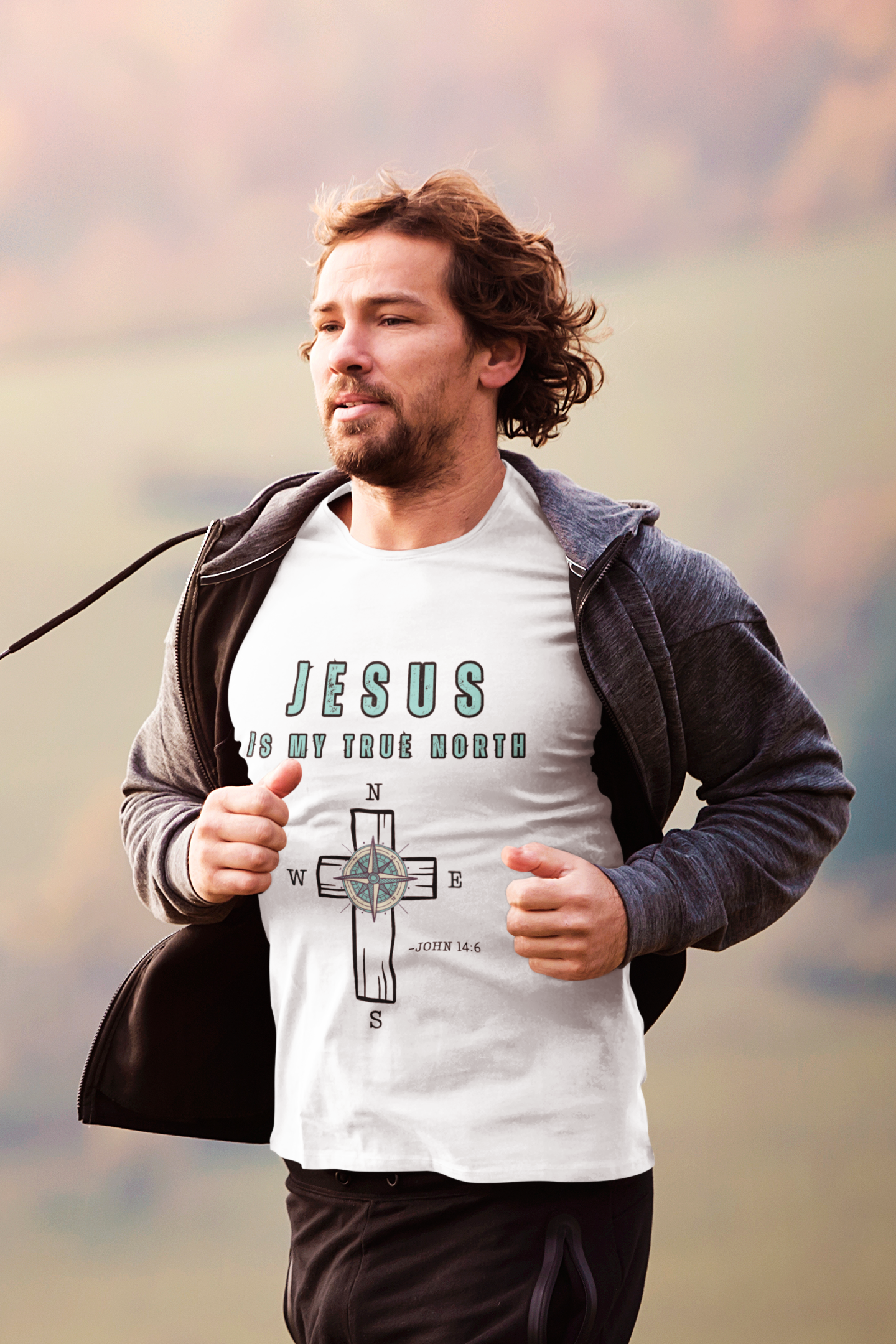 Christian Inspirational T-Shirt - Unisex Tee - Jesus is my True North (John 14:6)