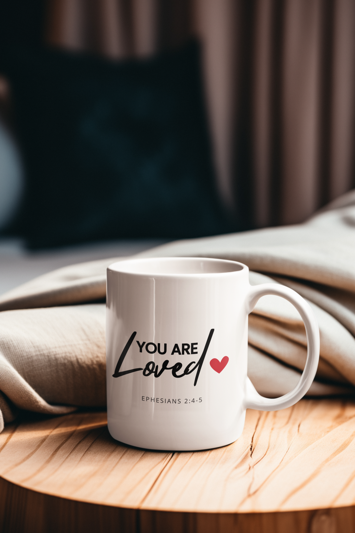 You Are Loved Scripture Mug • Ephesians 2:4‑5 • Christian Coffee Cup • Inspirational Bible Verse Gift • Faith Encouragement Mug