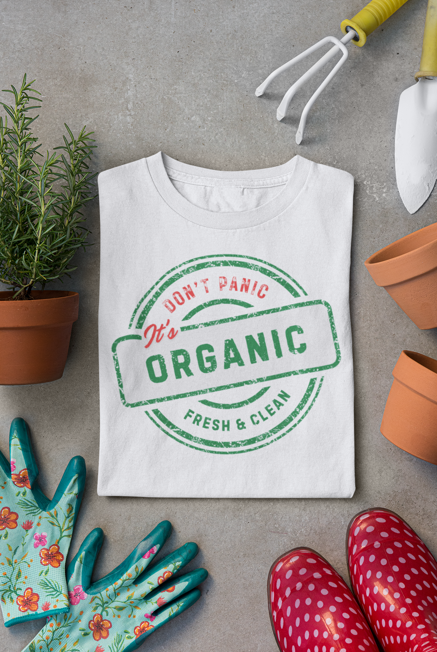 Organic Farm Life Tee — "Don't Panic, It's Organic" Homesteader Shirt