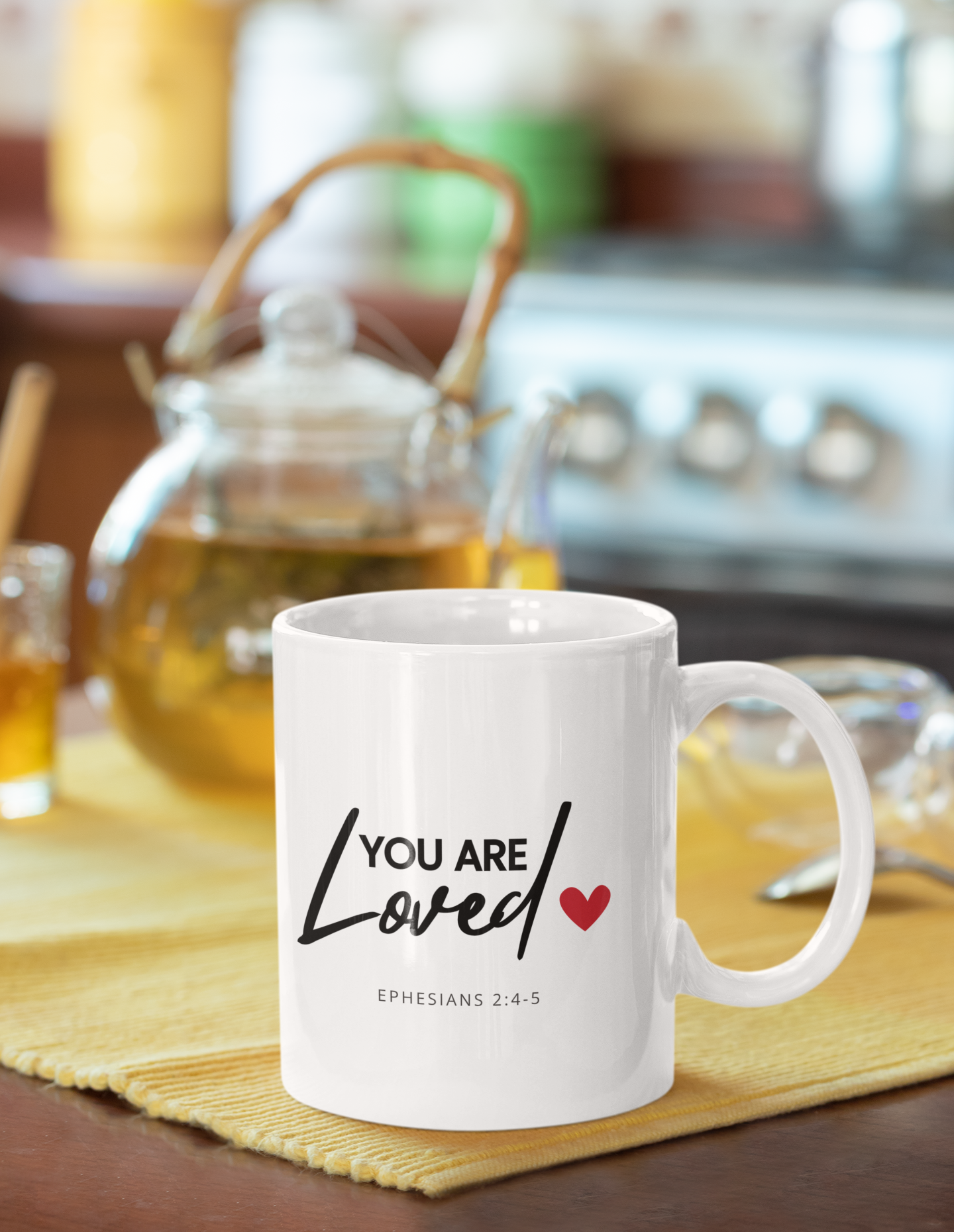 You Are Loved Scripture Mug • Ephesians 2:4‑5 • Christian Coffee Cup • Inspirational Bible Verse Gift • Faith Encouragement Mug