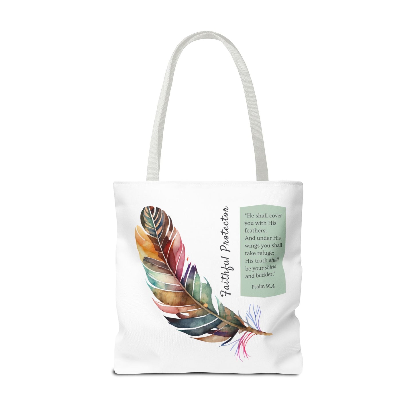 Christian Inspirational Tote Bag - 'Faithful Protector' (Psalm 91.4) - Style 1