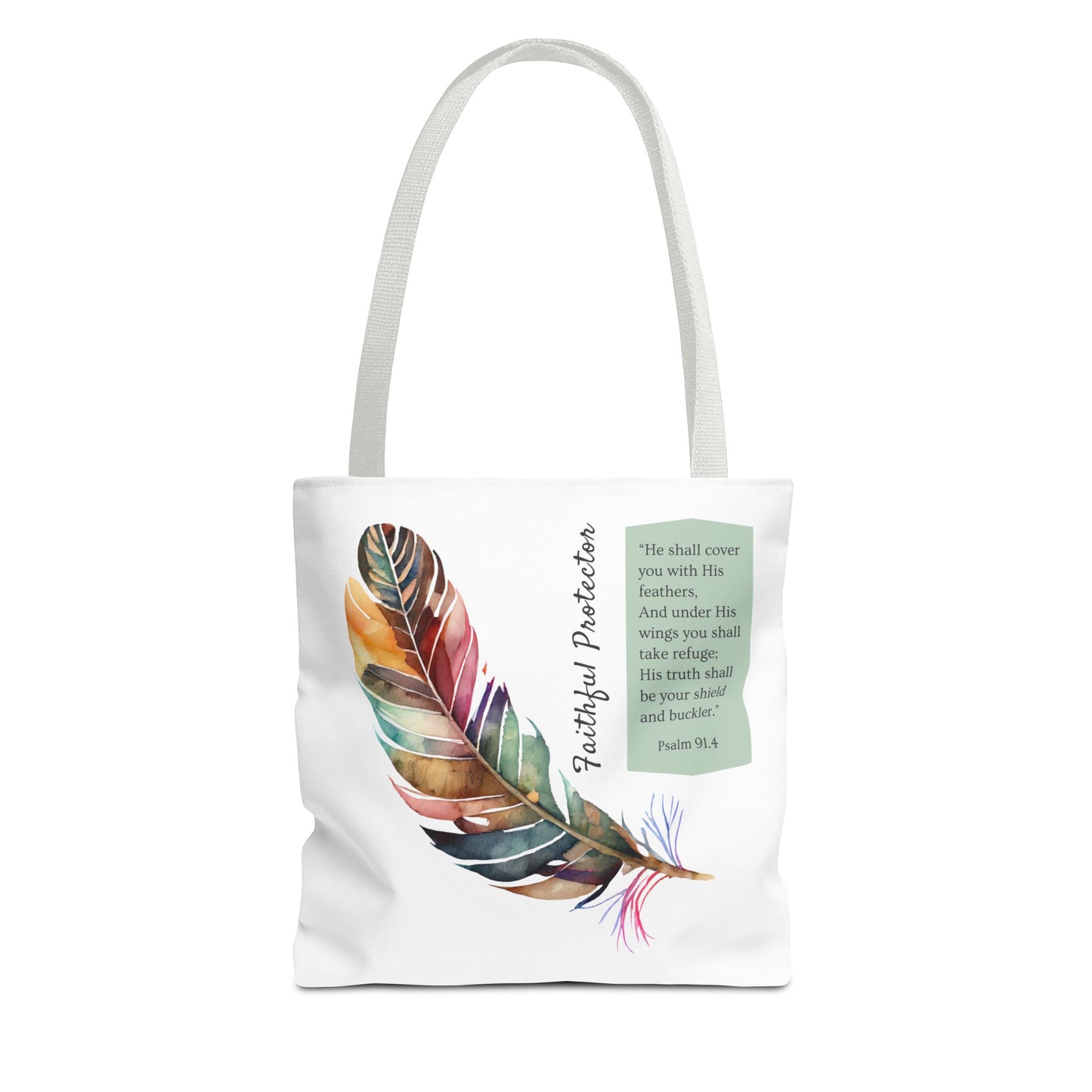 Christian Inspirational Tote Bag - 'Faithful Protector' (Psalm 91.4) - Style 1