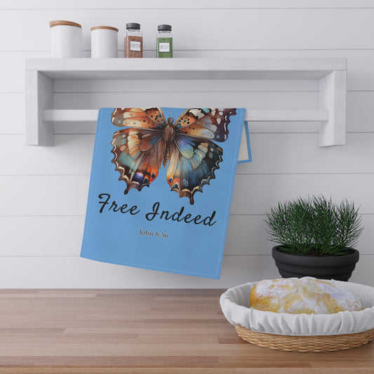 Inspirational Butterfly Tea Towels 18" x 30" with inspiration from John 8:36 scripture – Joyful Kitchen Decor by Northwest Haven's Harvest