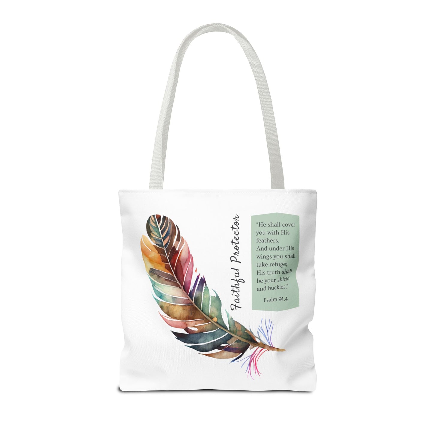 Christian Inspirational Tote Bag - 'Faithful Protector' (Psalm 91.4) - Style 1