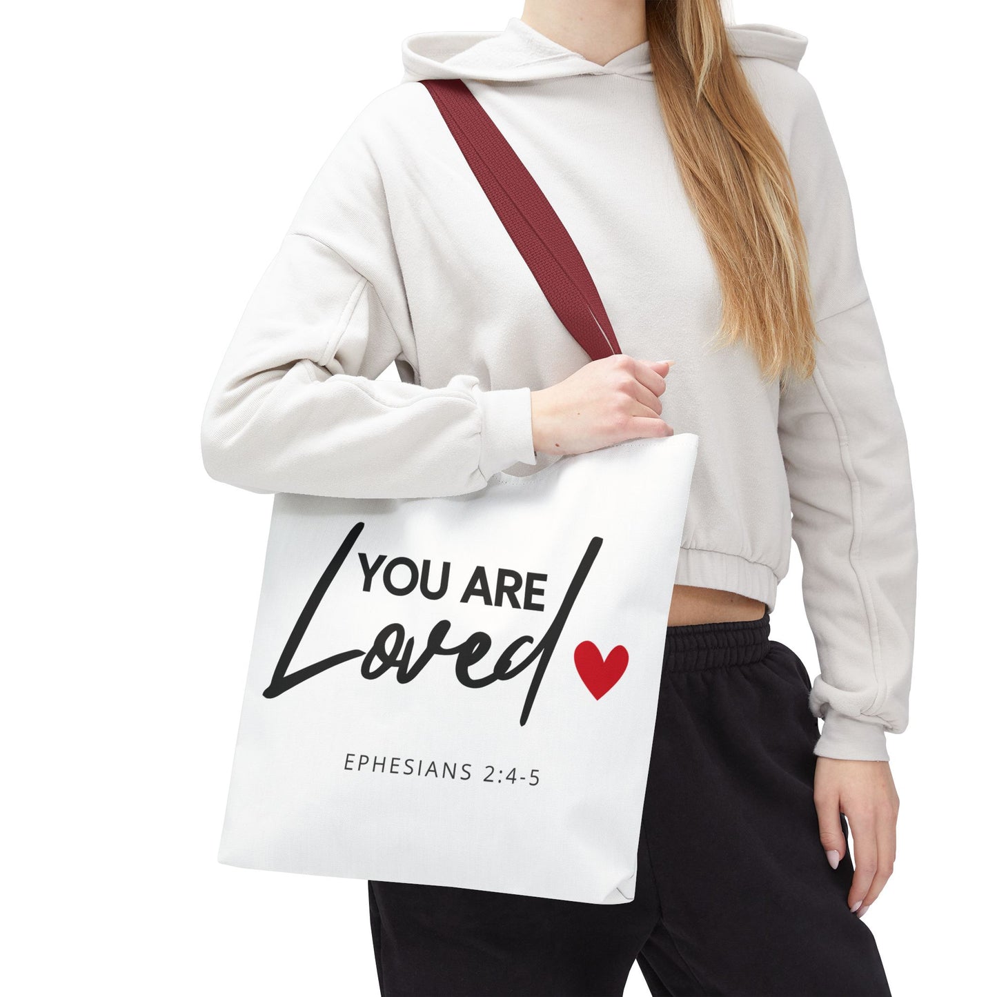 Christian Inspirational 'You are loved' (Ephesians 2:4-5) Tote Bag