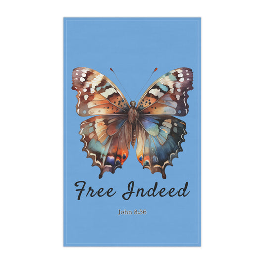 Inspirational Butterfly Tea Towels 18" x 30" with inspiration from John 8:36 scripture – Joyful Kitchen Decor by Northwest Haven's Harvest