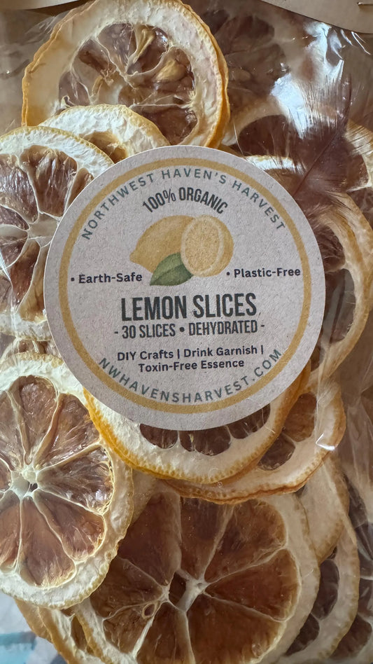 Organic Dried Lemon Slices (30 Count) – Fall Decor, Cocktail Garnish, Potpourri, Holiday Crafts