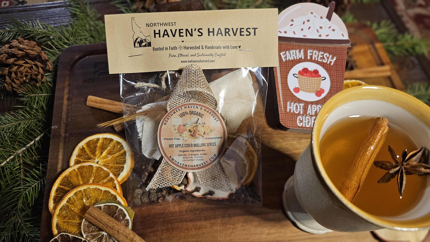 Organic Hot Apple Cider Mulling Spice Kit – Fall & Holiday Drink Mix, Serves a Crowd