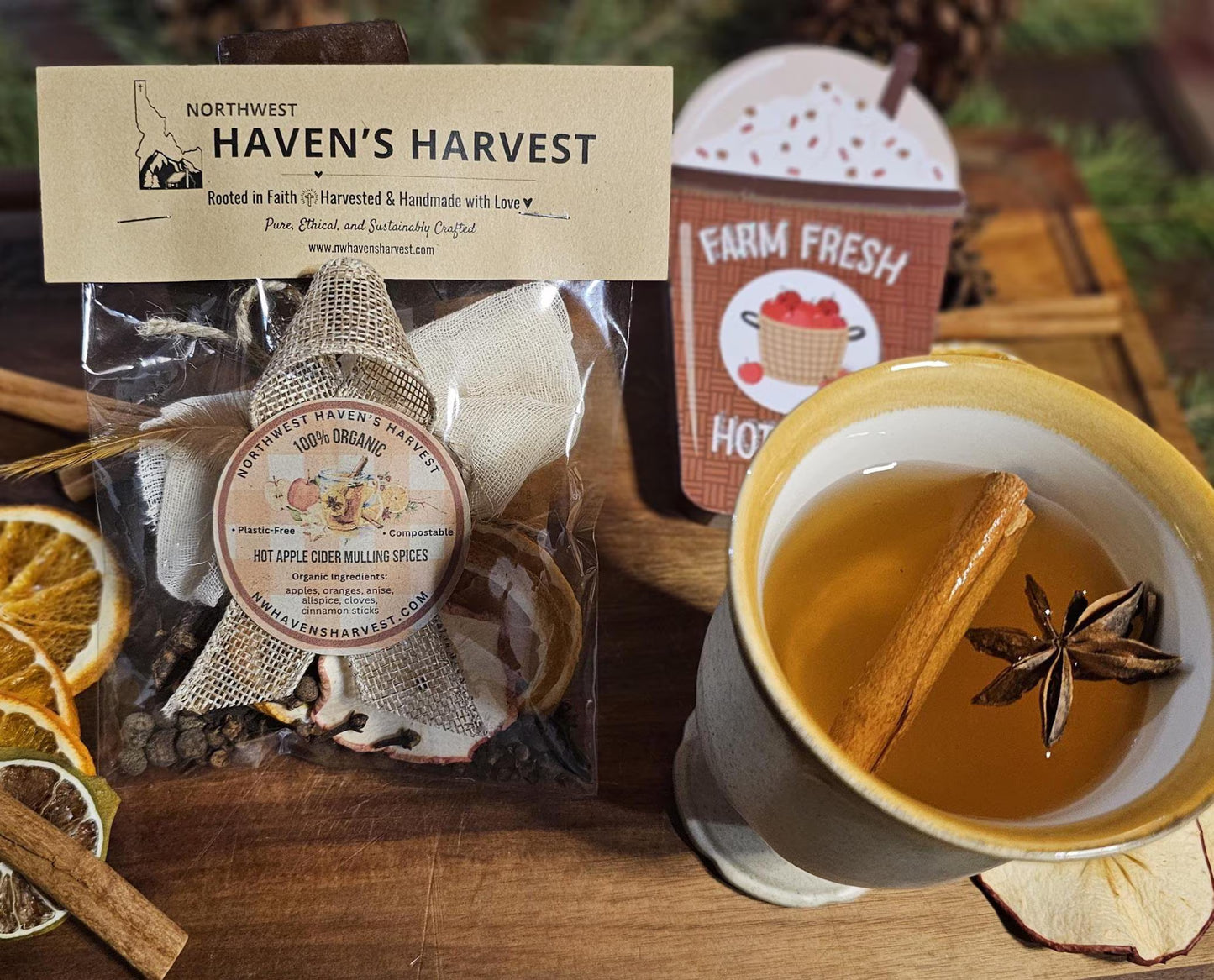 Organic Hot Apple Cider Mulling Spice Kit – Fall & Holiday Drink Mix, Serves a Crowd